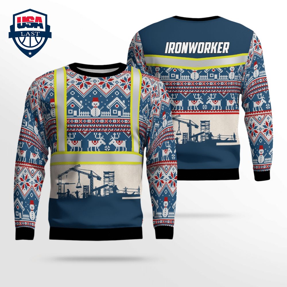 Ironworker Navy 3D Christmas Sweater