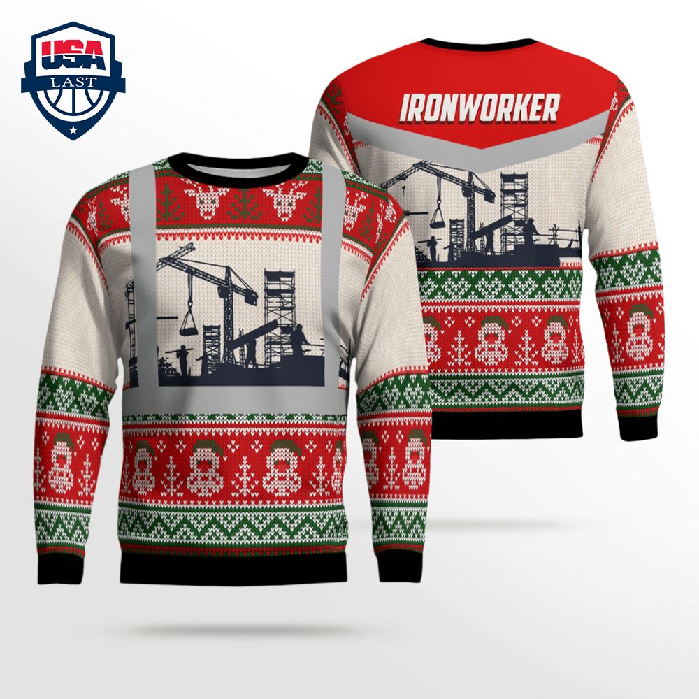Ironworker Red 3D Christmas Sweater