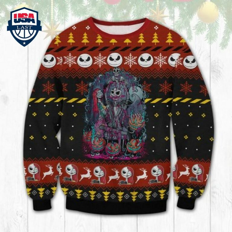 Jack And Sally Pumpkin Ugly Sweater - Two little brothers rocking together