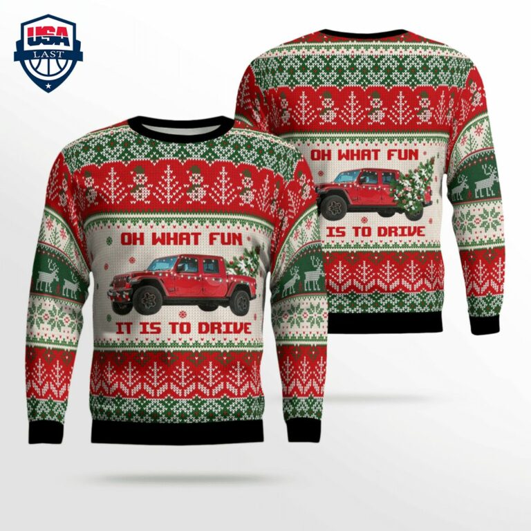 Jeep Gladiator Oh What Fun It Is To Drive 3D Christmas Sweater - Cool look bro