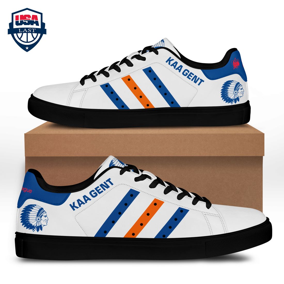 K.A.A Gent Blue Orange Stripes Stan Smith Low Top Shoes