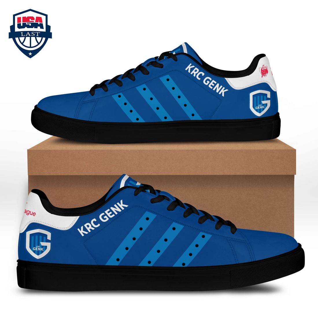 K.R.C Genk Aqua Blue Stripes Stan Smith Low Top Shoes