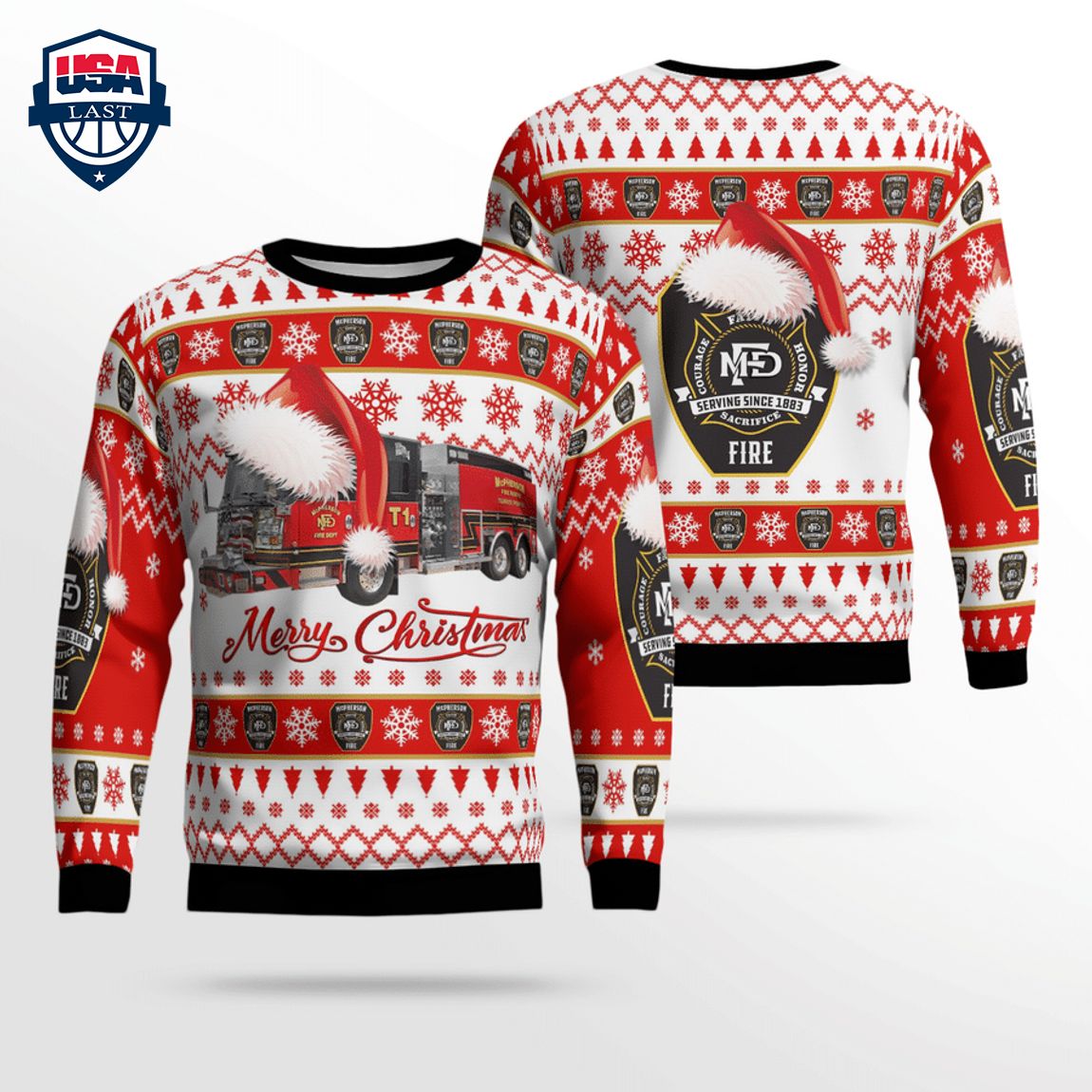 Kansas McPherson Fire Department 3D Christmas Sweater