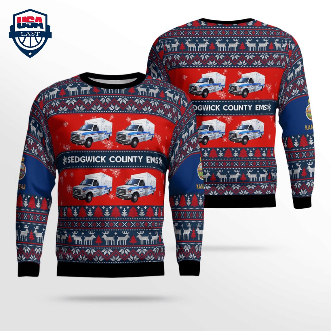 Kansas Sedgwick County EMS 3D Christmas Sweater