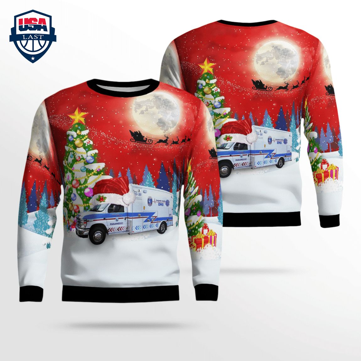 Kansas Sedgwick County EMS Ver 2 3D Christmas Sweater