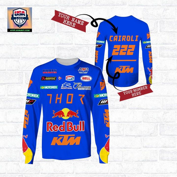 KTM Racing Custom Name And Number Blue 3D All Over Print Shirt - Damn good