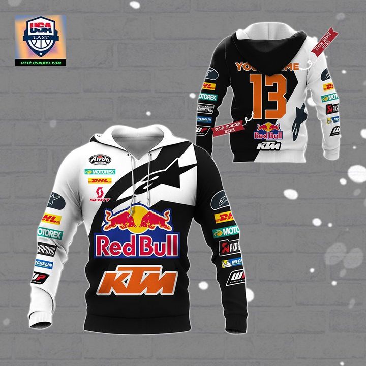 New Launch KTM Racing Personalized Black White 3D All Over Print Shirt