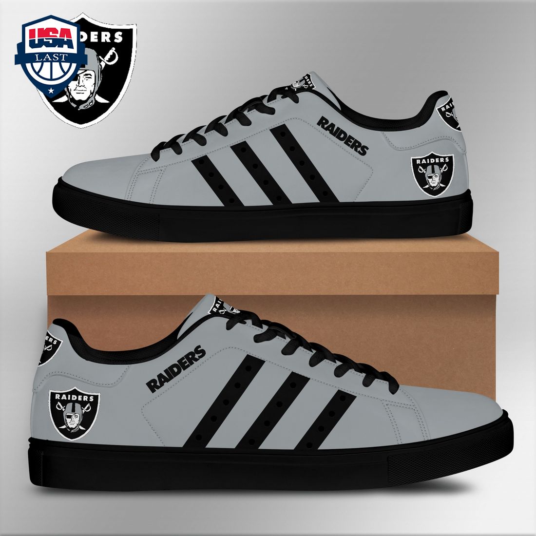 Las Vegas Raiders Black Stripes Stan Smith Low Top Shoes