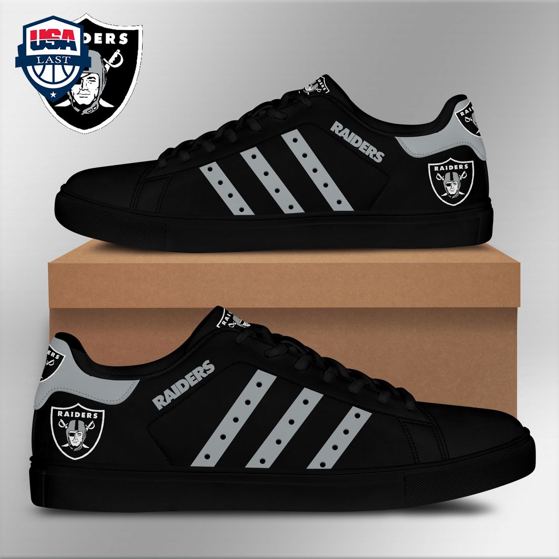 Las Vegas Raiders Grey Stripes Stan Smith Low Top Shoes