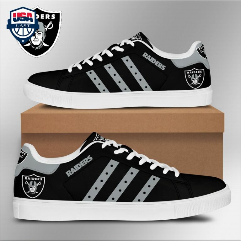 Las Vegas Raiders Grey Stripes Stan Smith Low Top Shoes - Best picture ever