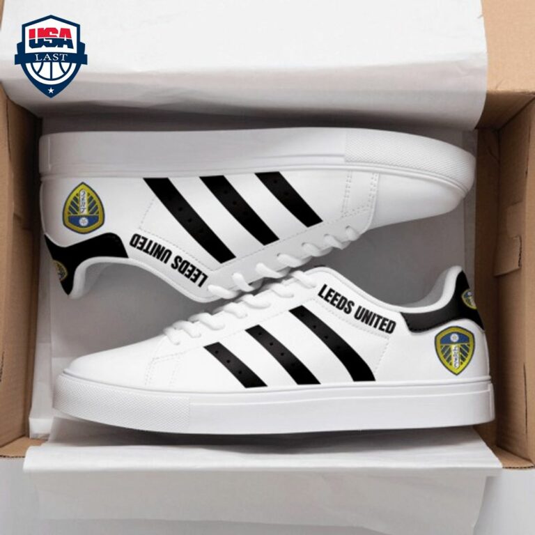Leeds United FC Black Stripes Stan Smith Low Top Shoes - Speechless