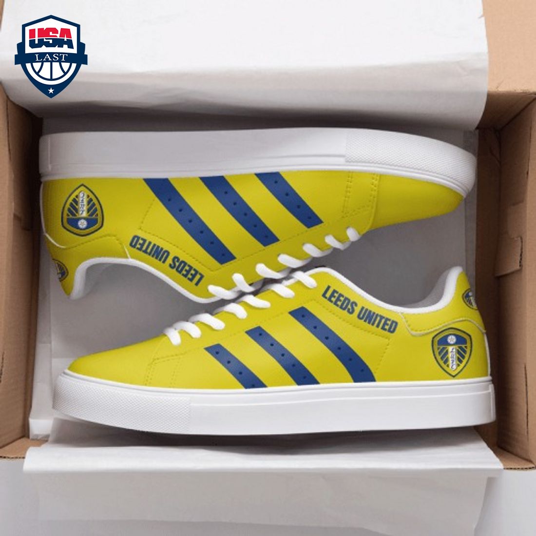 Leeds United FC Navy Stripes Style 2 Stan Smith Low Top Shoes