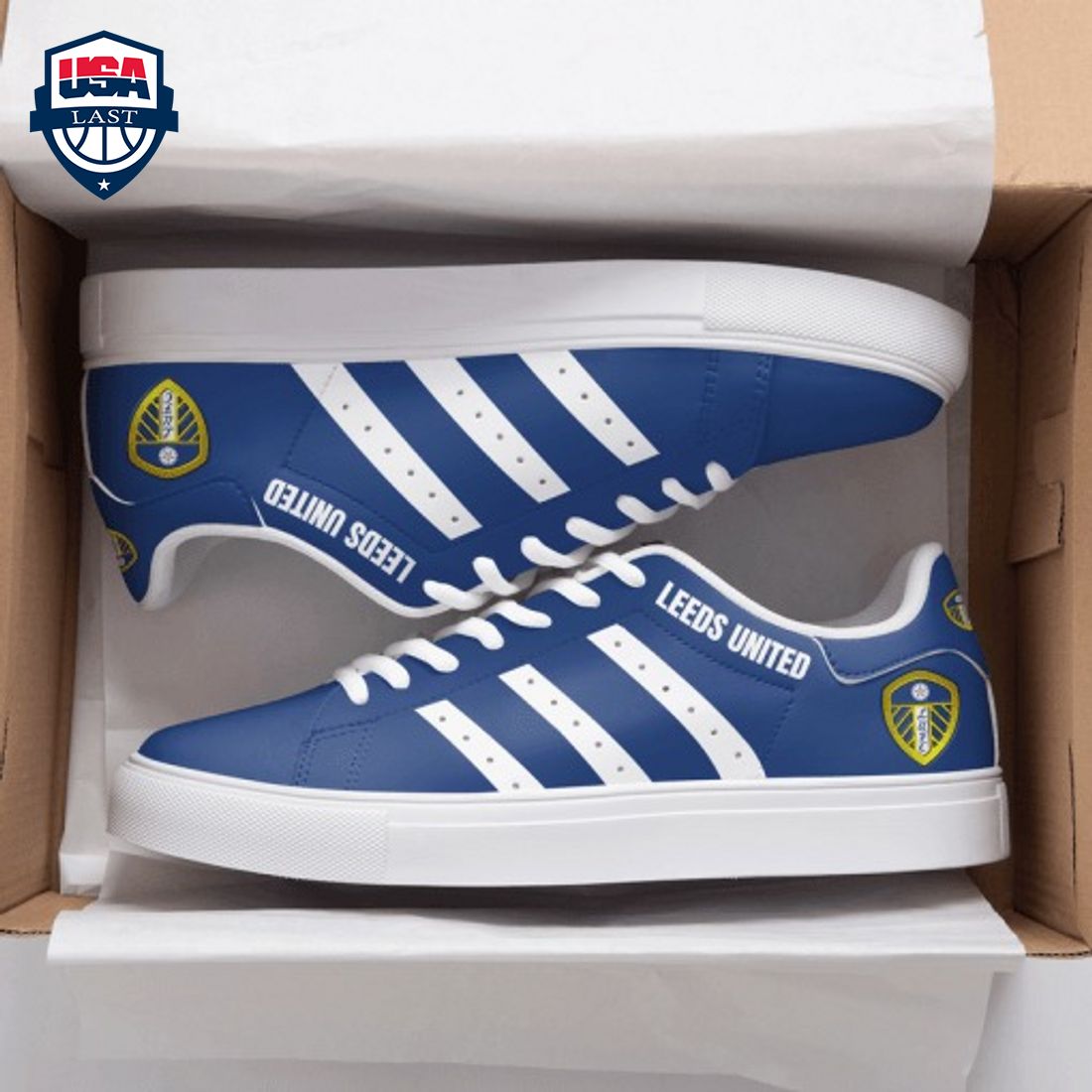Leeds United FC White Stripes Stan Smith Low Top Shoes