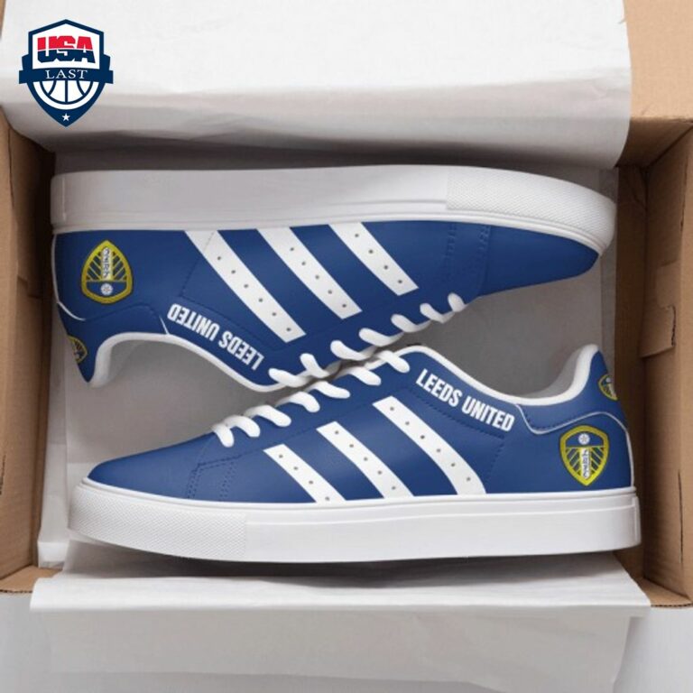 Leeds United FC White Stripes Stan Smith Low Top Shoes - Studious look