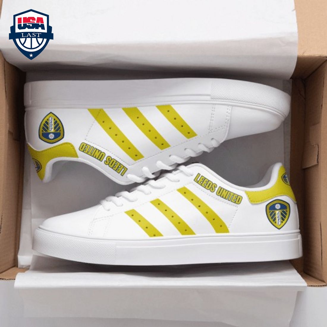 Leeds United FC Yellow Stripes Style 1 Stan Smith Low Top Shoes