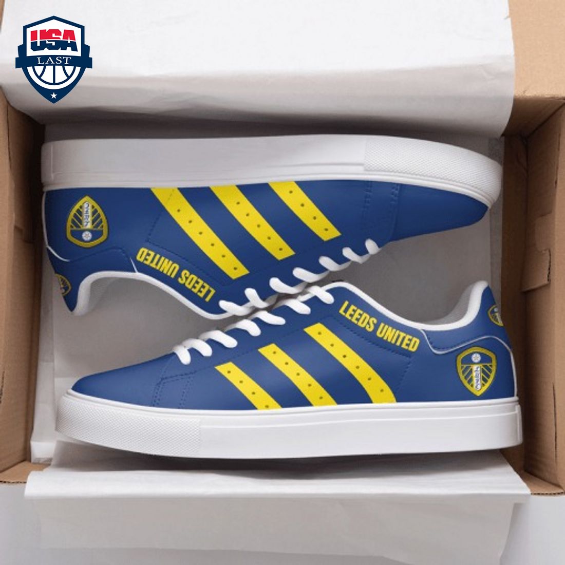 Leeds United FC Yellow Stripes Style 2 Stan Smith Low Top Shoes