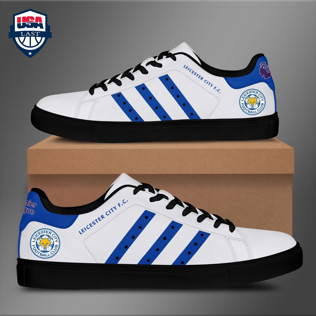 Leicester City FC Blue Stripes Style 2 Stan Smith Low Top Shoes