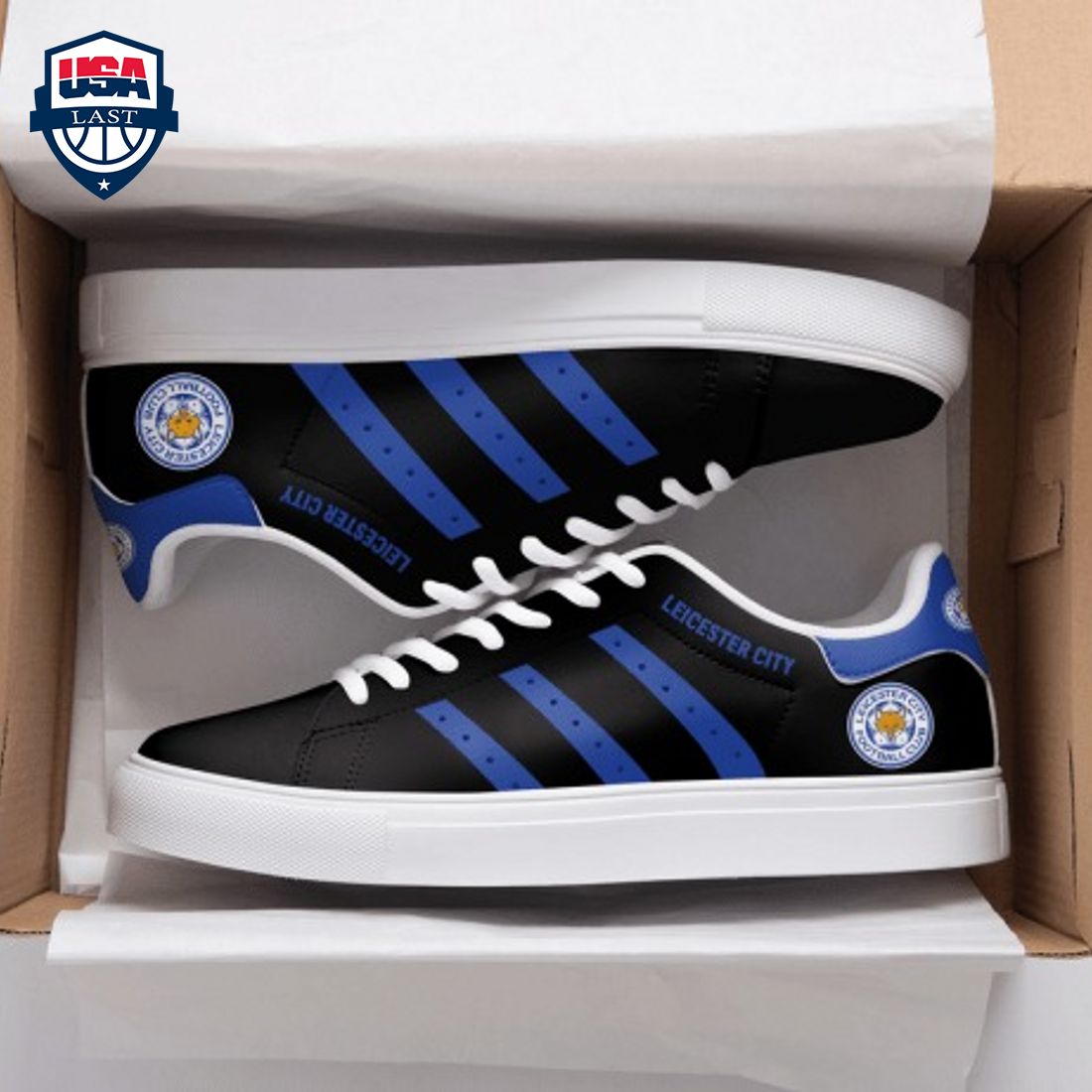 Leicester City FC Blue Stripes Style 3 Stan Smith Low Top Shoes