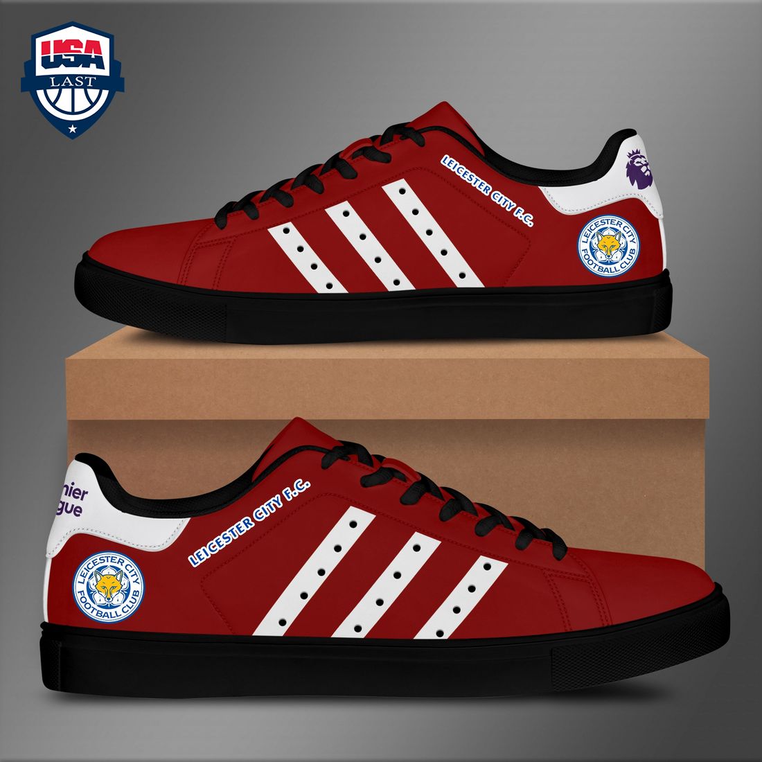Leicester City FC White Stripes Style 1 Stan Smith Low Top Shoes