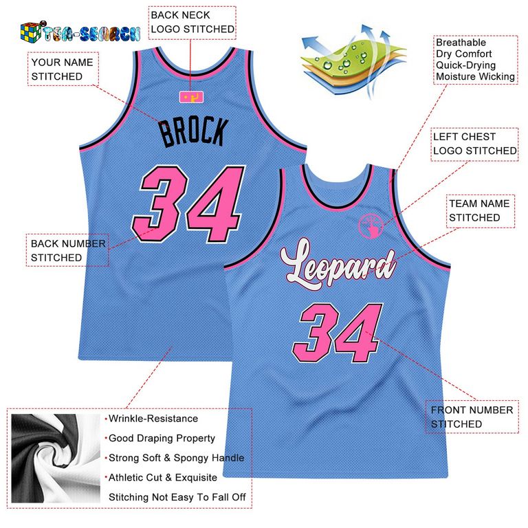 Light Blue Pink-black Authentic Throwback Basketball Jersey - Looking so nice