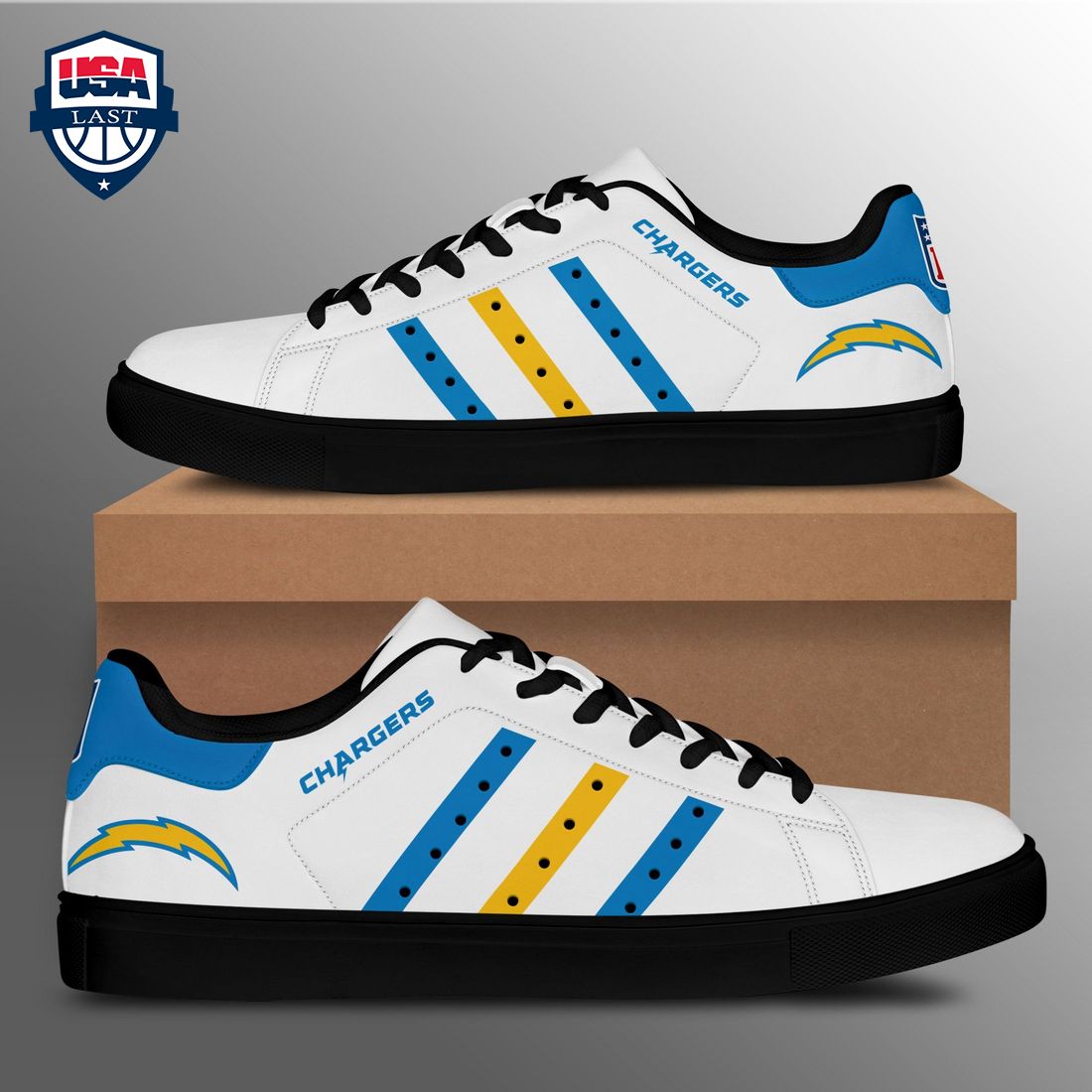 Los Angeles Chargers Blue Yellow Stan Smith Low Top Shoes