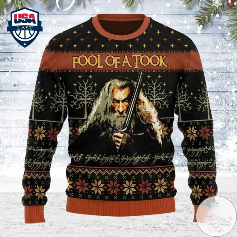 LOTR Gandalf Fool Of A Took Ugly Christmas Sweater - Natural and awesome