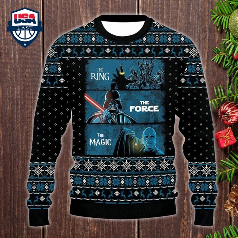 LOTR The Ring The Force The Magic Ugly Christmas Sweater - Cutting dash