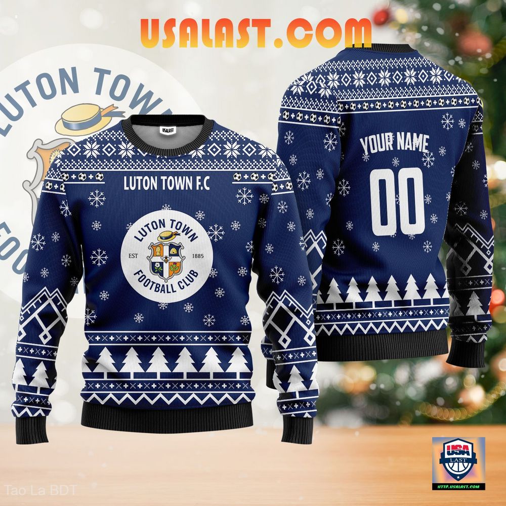 Excellent Luton Town F.C Ugly Christmas Sweater Navy Version