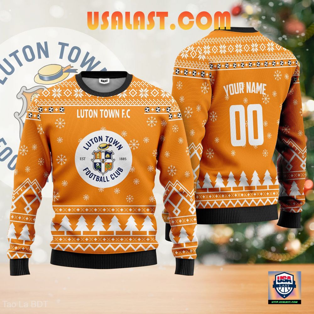 Good Quality Luton Town F.C Ugly Christmas Sweater Orange Version