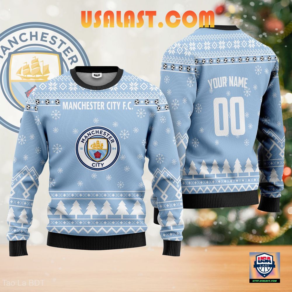 Up to 20% Off Manchester City F.C. Personalized Sweater Christmas Jumper
