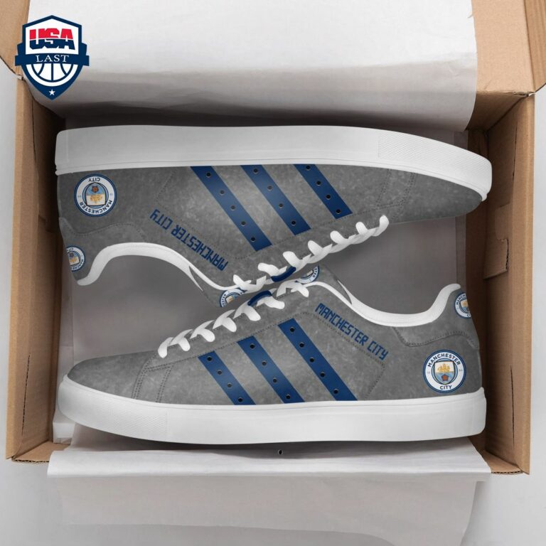 Manchester City FC Navy Stripes Style 2 Stan Smith Low Top Shoes - Long time