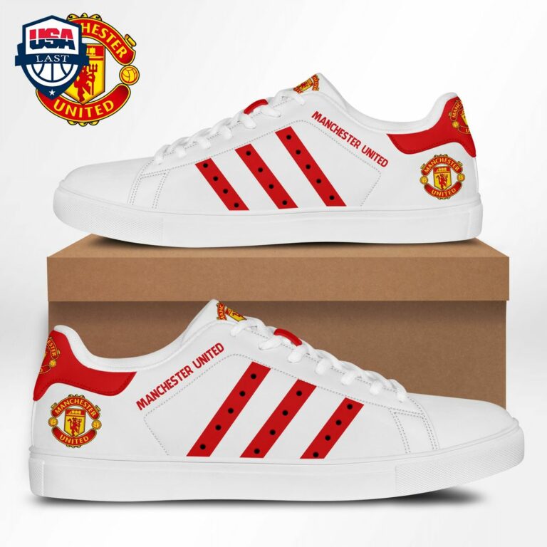 Manchester United FC Red Stripes Style 1 Stan Smith Low Top Shoes - Amazing Pic