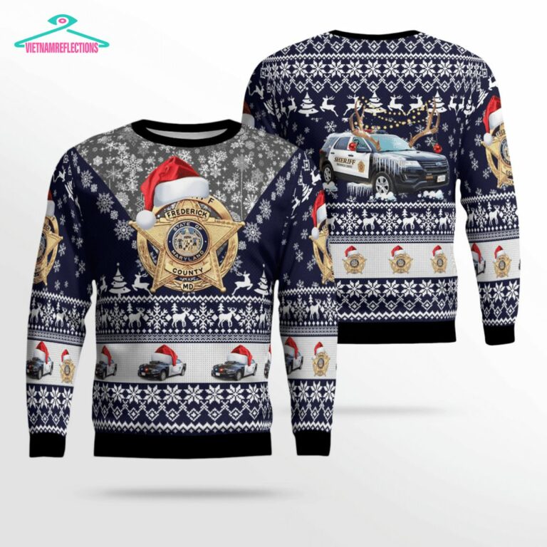 Maryland Frederick County Sheriff 3D Christmas Sweater - You look lazy