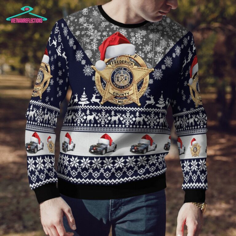 Maryland Frederick County Sheriff 3D Christmas Sweater - It is too funny