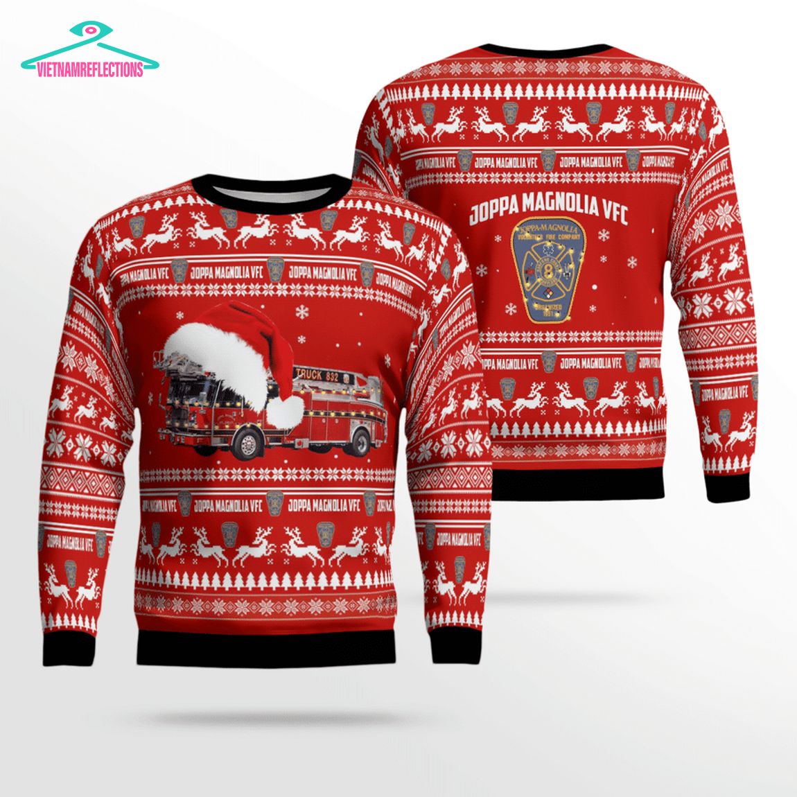 Maryland Joppa Magnolia Volunteer Fire Company Fort Hanson 3D Christmas Sweater
