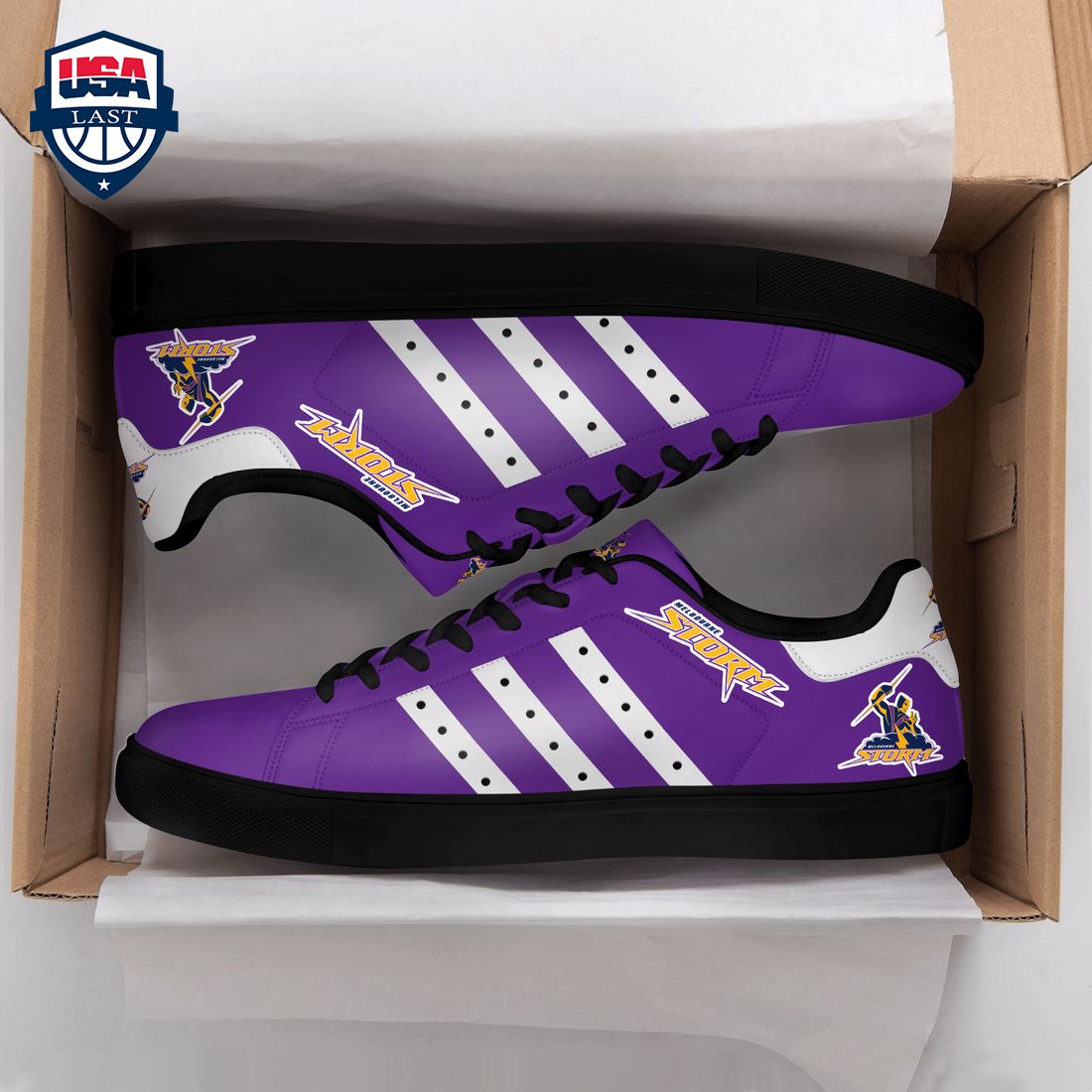 Melbourne Storm White Stripes Style 3 Stan Smith Low Top Shoes - Damn good