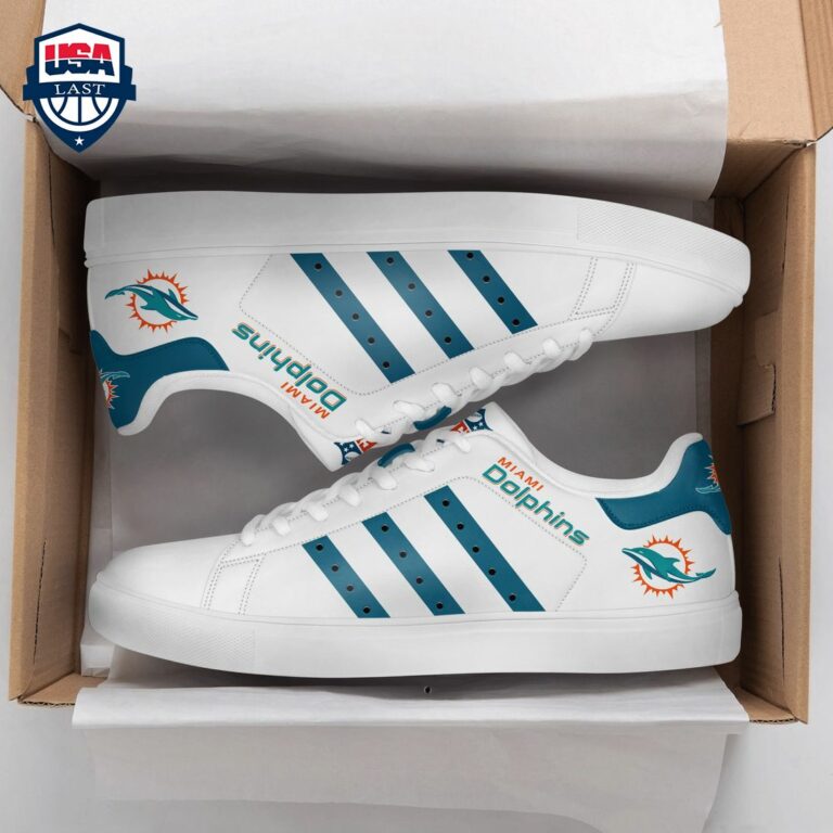 Miami Dolphins Navy Stripes Style 1 Stan Smith Low Top Shoes - You look lazy
