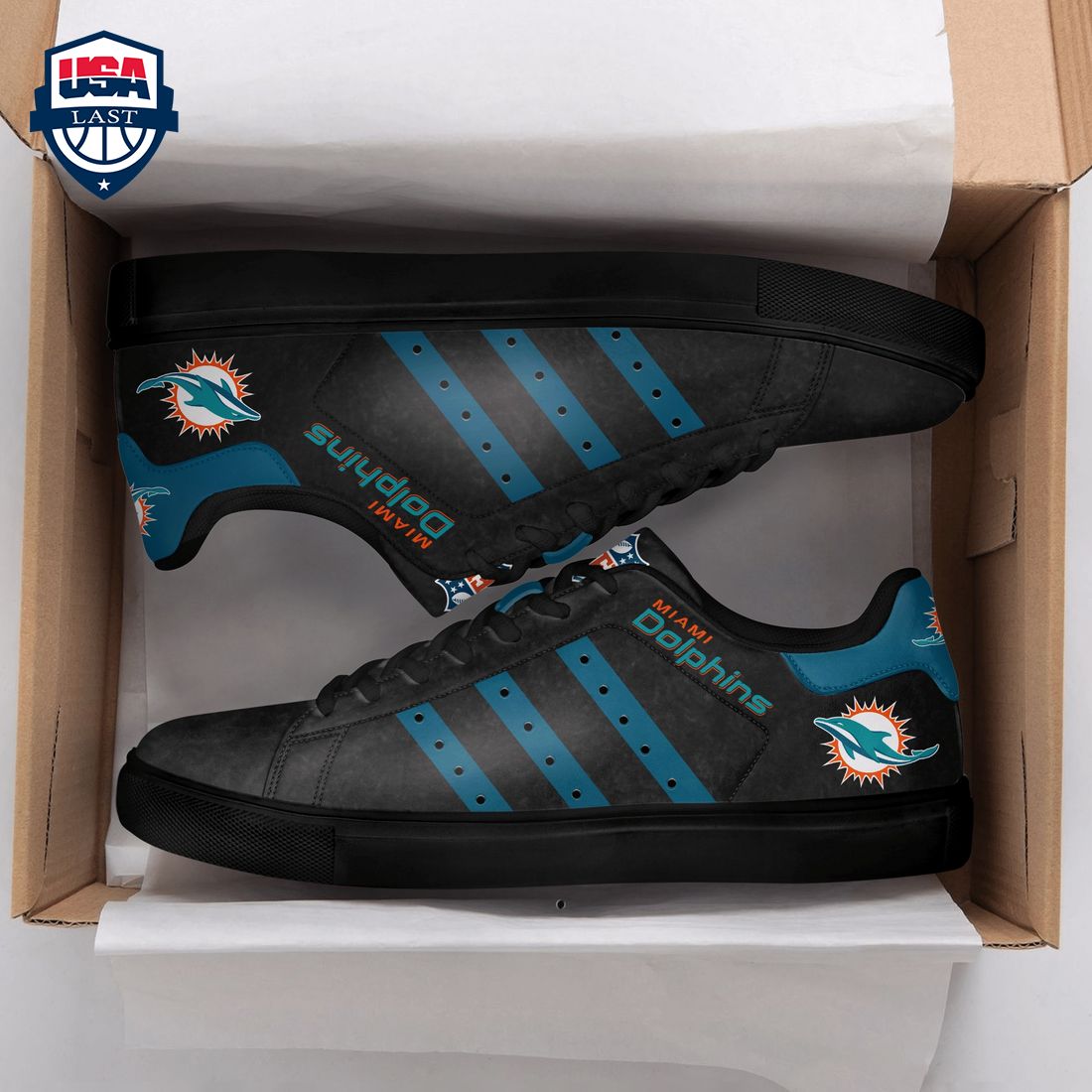 Miami Dolphins Navy Stripes Style 2 Stan Smith Low Top Shoes