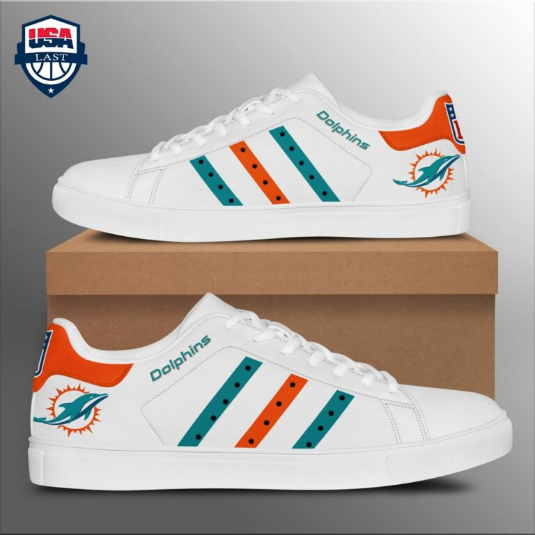 Miami Dolphins Teal Orange Stripes Stan Smith Low Top Shoes - Stand easy bro