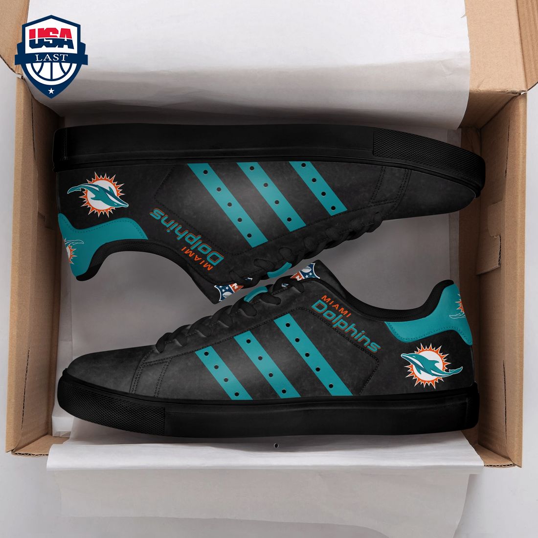 Miami Dolphins Teal Stripes Style 1 Stan Smith Low Top Shoes