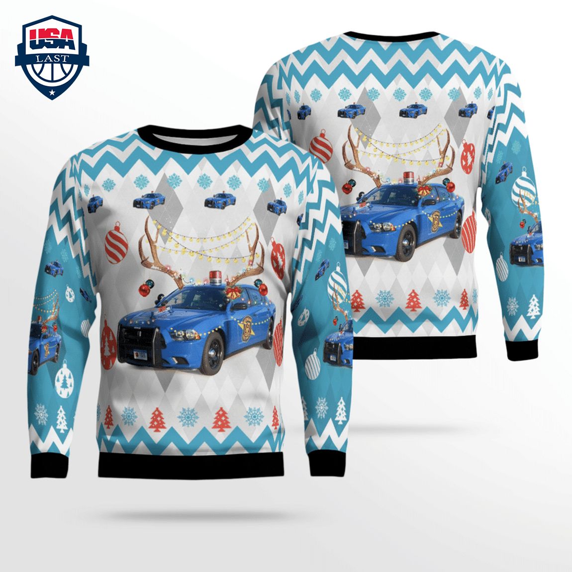 Michigan State Police Dodge Charger 3D Christmas Sweater - Good look mam