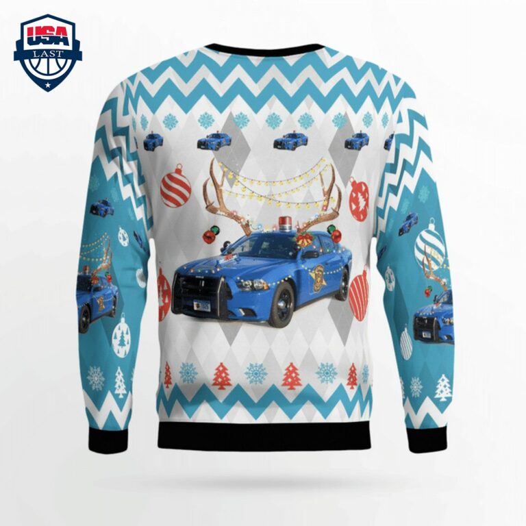 Michigan State Police Dodge Charger 3D Christmas Sweater - Stunning