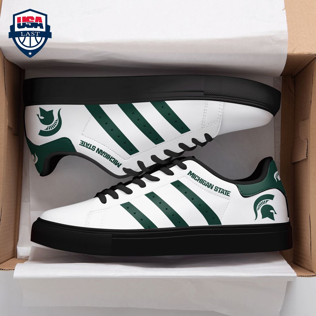 Michigan State Spartans Forest Green Stripes Stan Smith Low Top Shoes