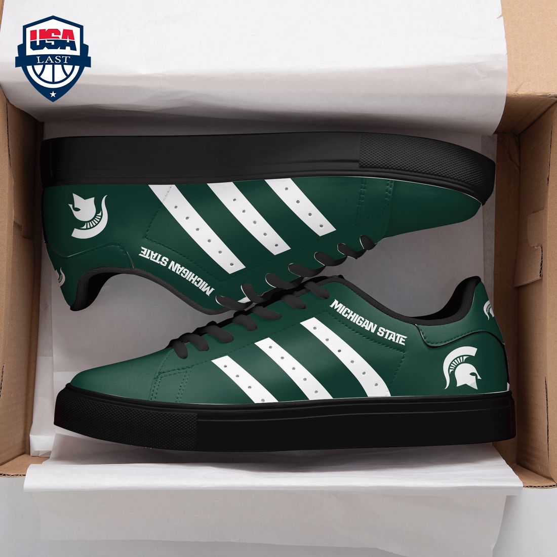 Michigan State Spartans White Stripes Stan Smith Low Top Shoes