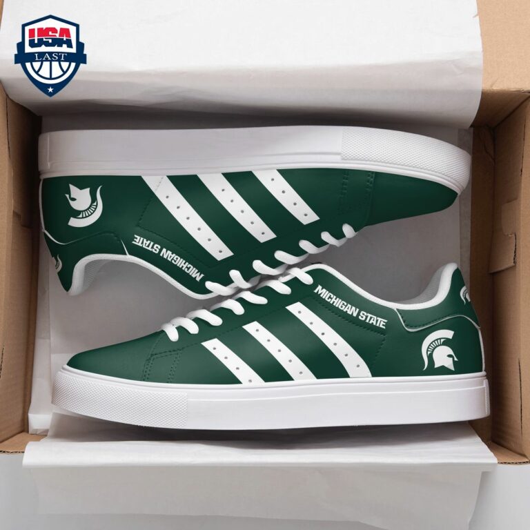 Michigan State Spartans White Stripes Stan Smith Low Top Shoes - Nice Pic
