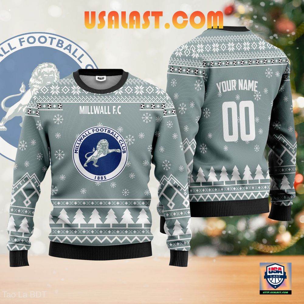 Millwall F.C Ugly Christmas Sweater Grey Version - Nice place and nice picture