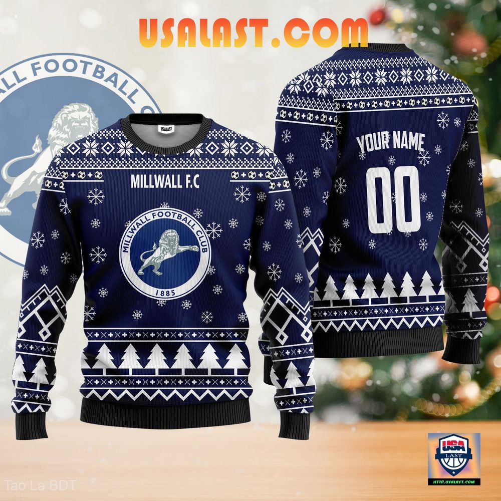 Top Rate Millwall F.C Ugly Christmas Sweater Navy Blue Version