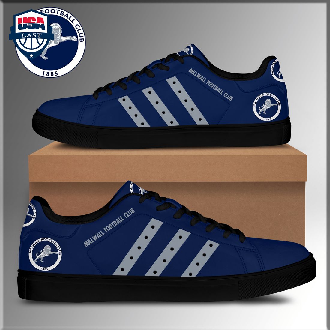 Millwall Football Club Grey Stripes Stan Smith Low Top Shoes