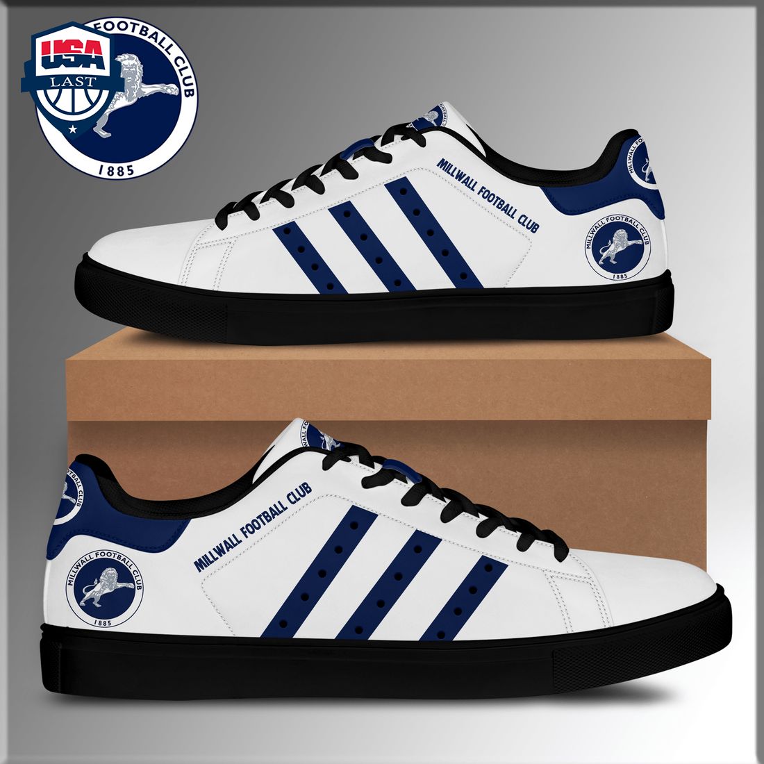Millwall Football Club Navy Stripes Style 1 Stan Smith Low Top Shoes