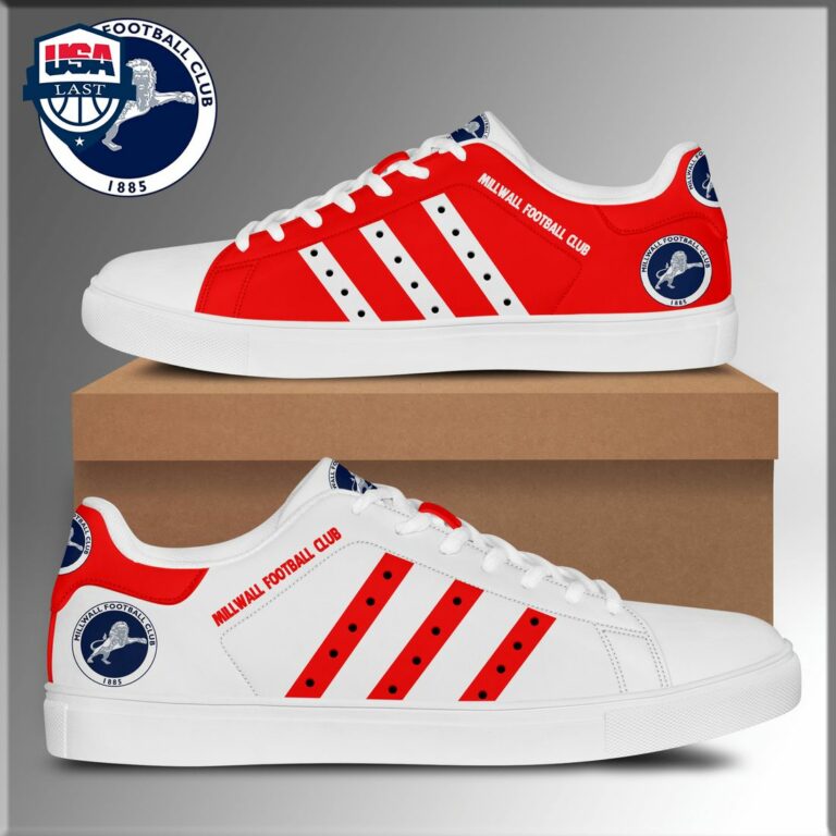 Millwall Football Club Red White Stan Smith Low Top Shoes - Cutting dash